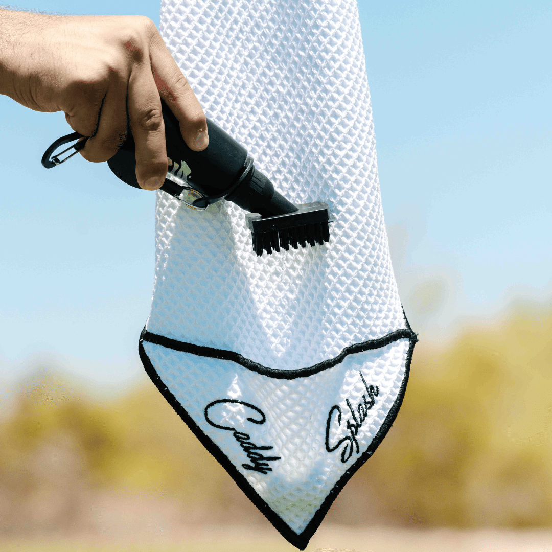 Magnetic Golf Towel with Ball Pocket - White