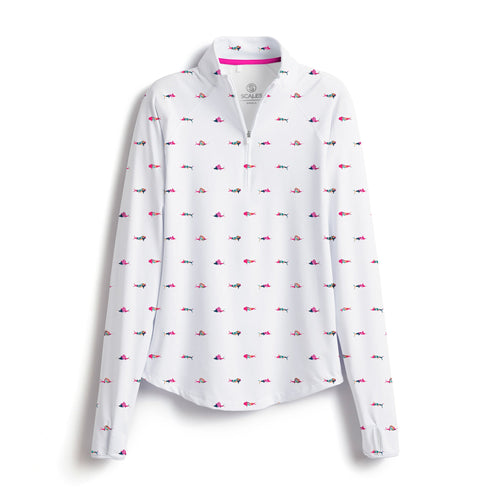 Scales Trippy Fish Womens LS Quarter Zip