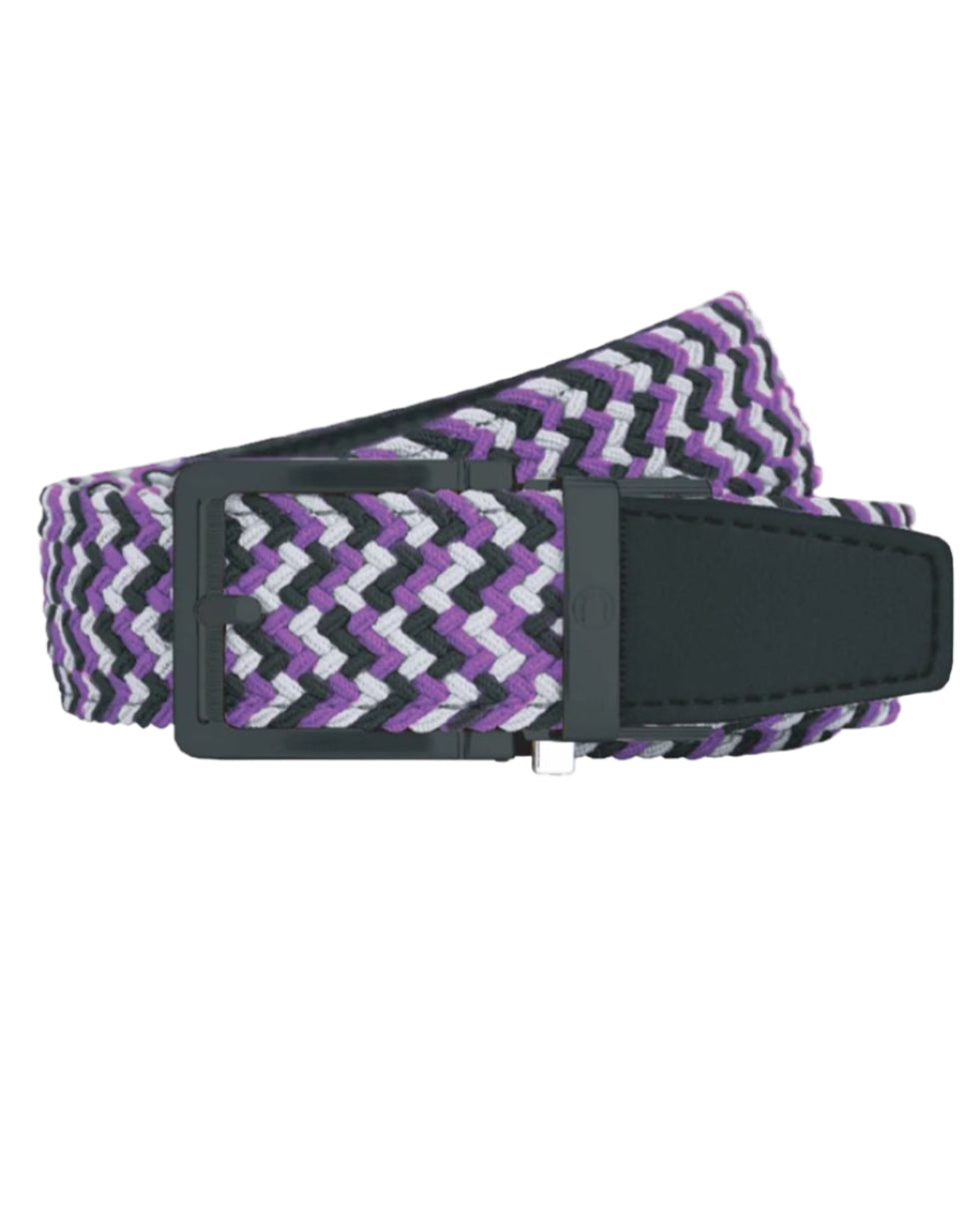 Nexbelt Braided Purple, Silver & Black, 1 3/8" Strap, Golf Belt