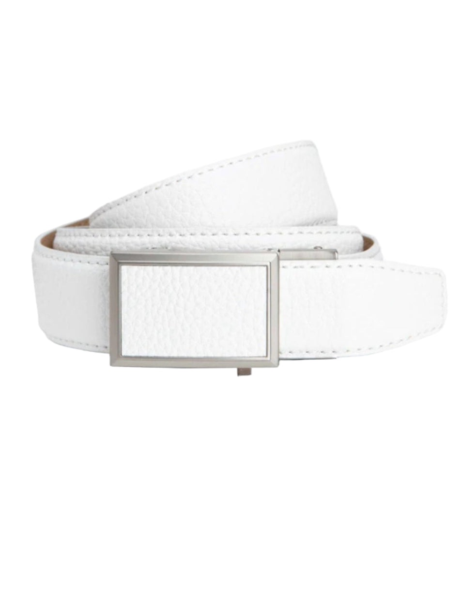 White belt with a silver buckle