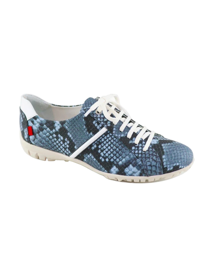 Blue sneaker with snake pattern