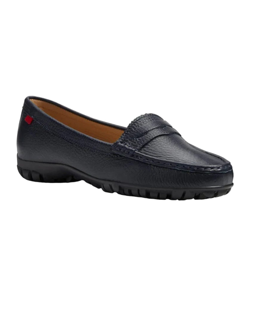 Black loafer shoe on a white background