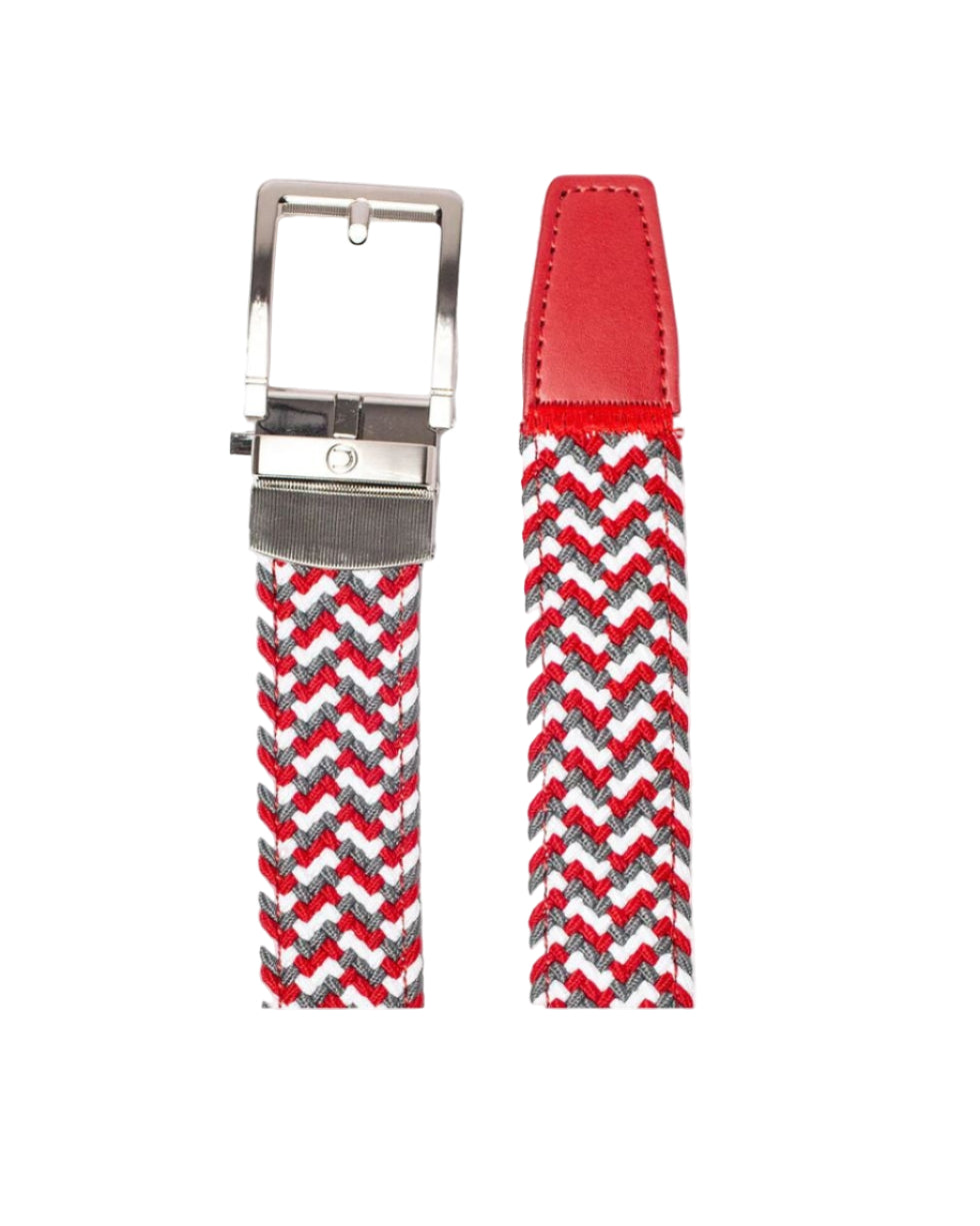 Nexbelt Braided Scarlet, Grey & White, 1 3/8" Strap, Golf Belt