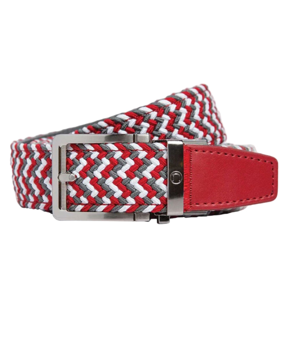 Nexbelt Braided Scarlet, Grey & White, 1 3/8" Strap, Golf Belt