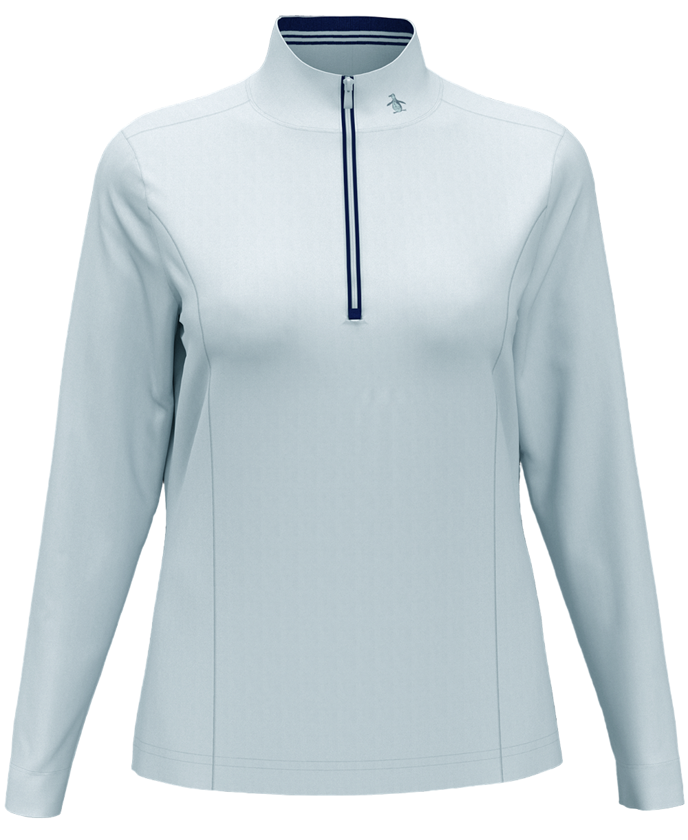 Light gray long-sleeve shirt with a quarter zip