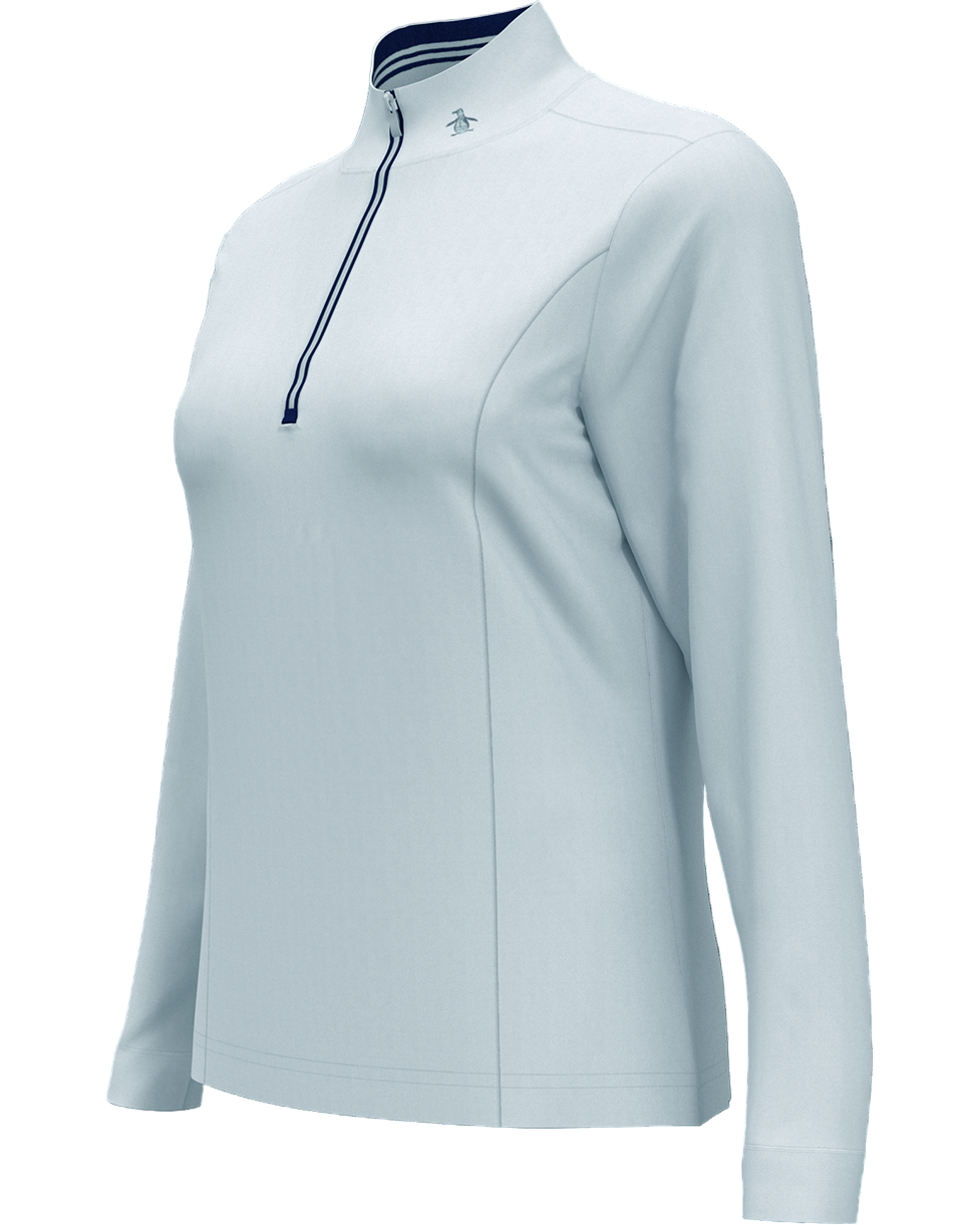 Light gray long-sleeve shirt with a quarter zip