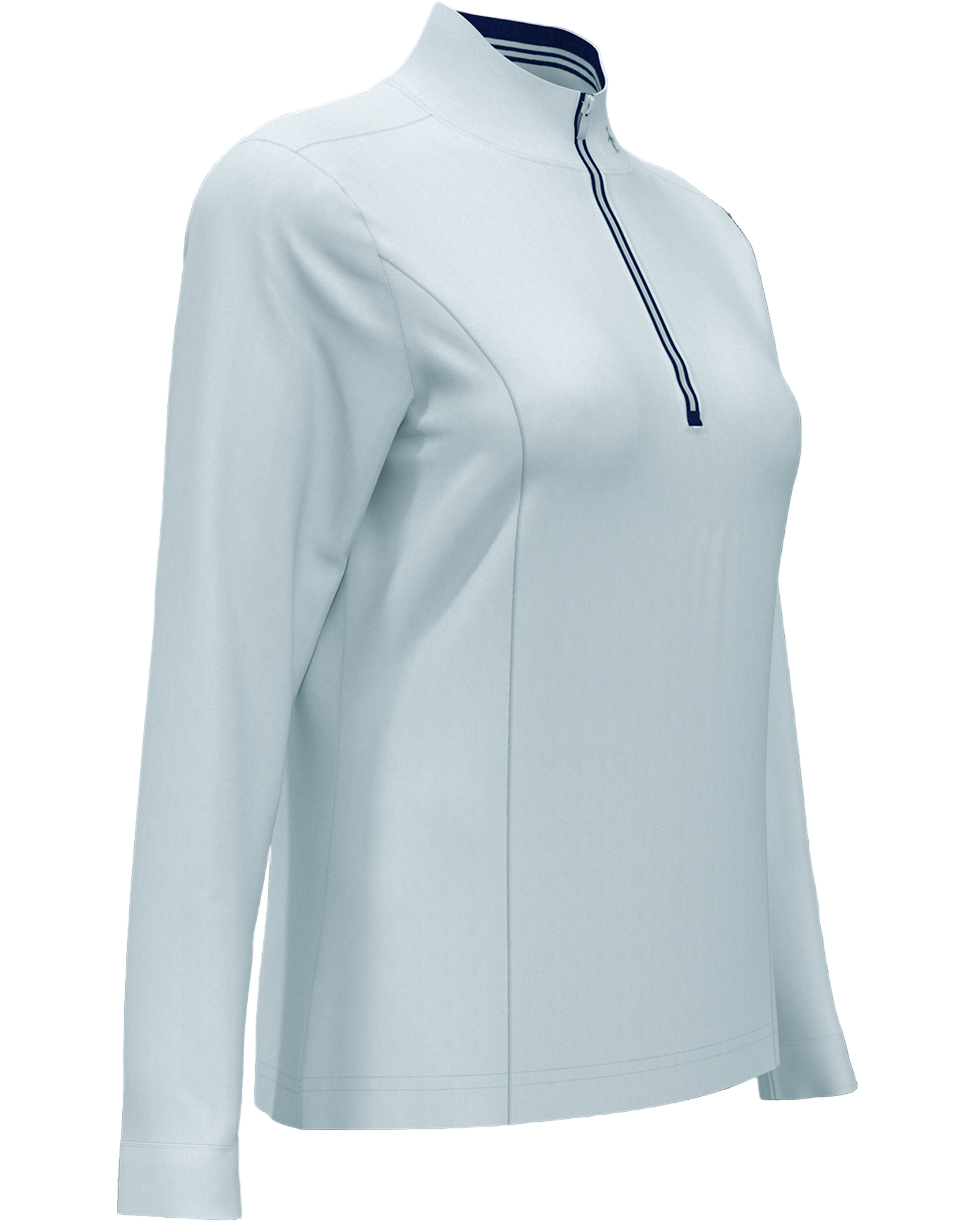 Light blue long-sleeve shirt with a quarter zip