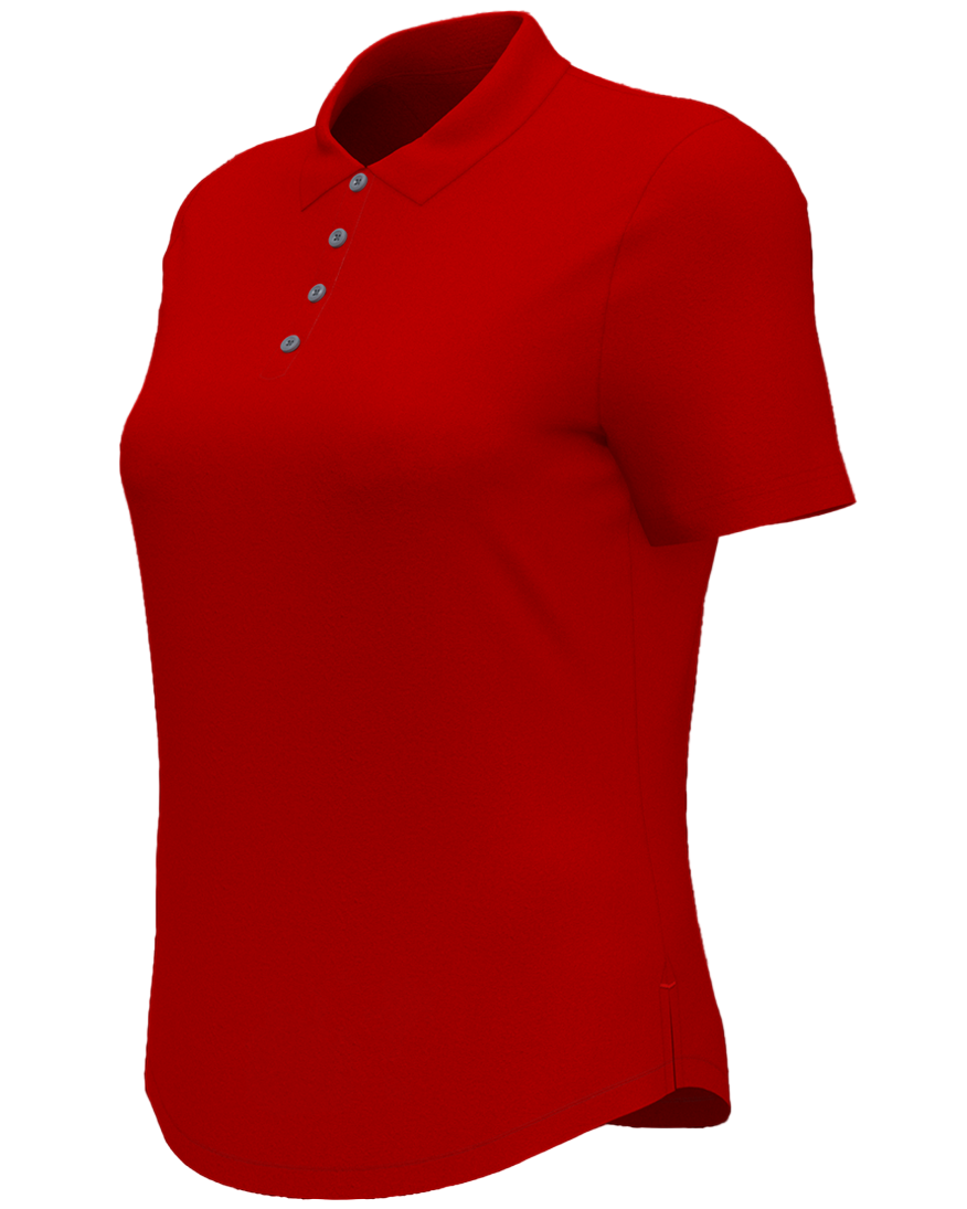 Red polo shirt with button details