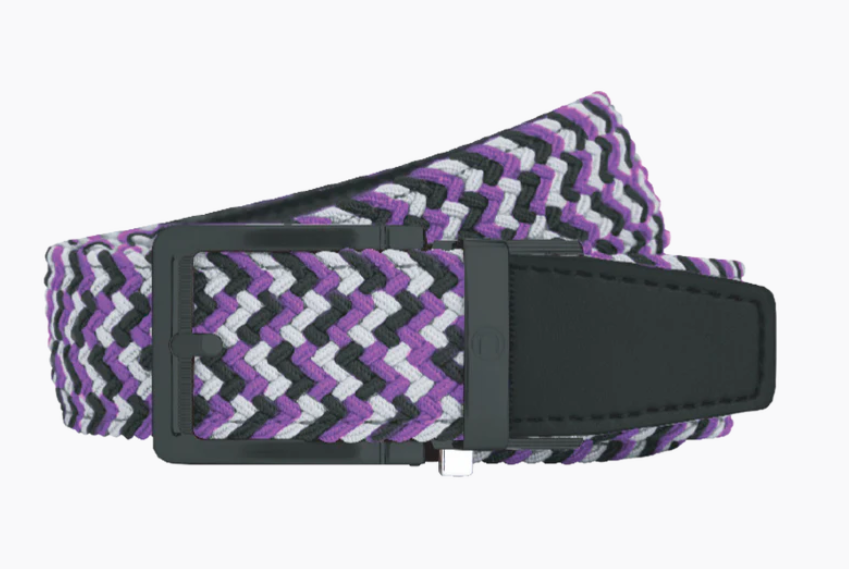 Nexbelt Braided Purple, Silver & Black, 1 3/8" Strap, Golf Belt