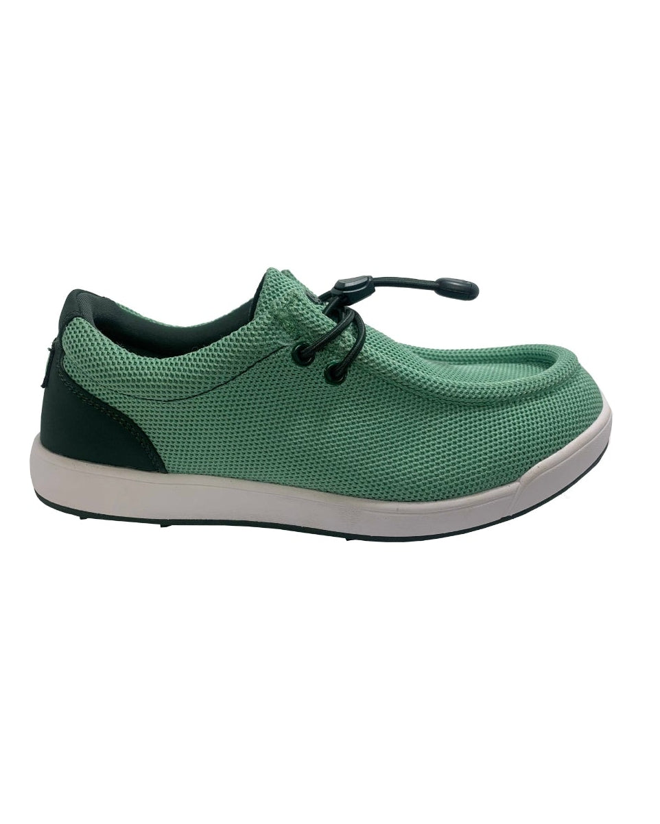 Green sneaker on a white background