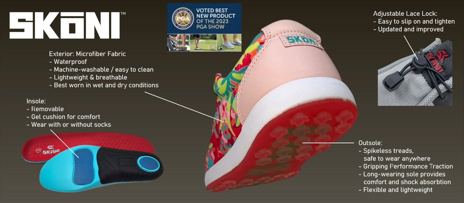 SKŌNI Women's Golf Shoe Waterproof- Black/Teal